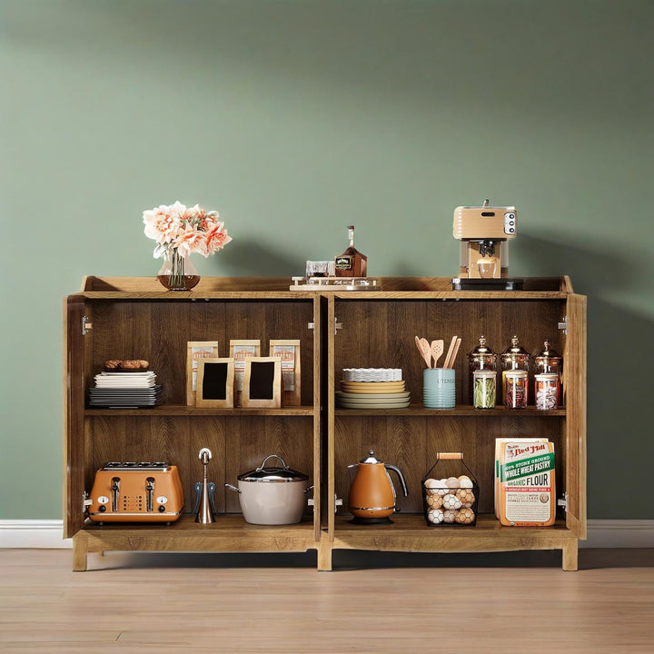 Vintage Shutter-Door Sideboard Buffet Cabinet