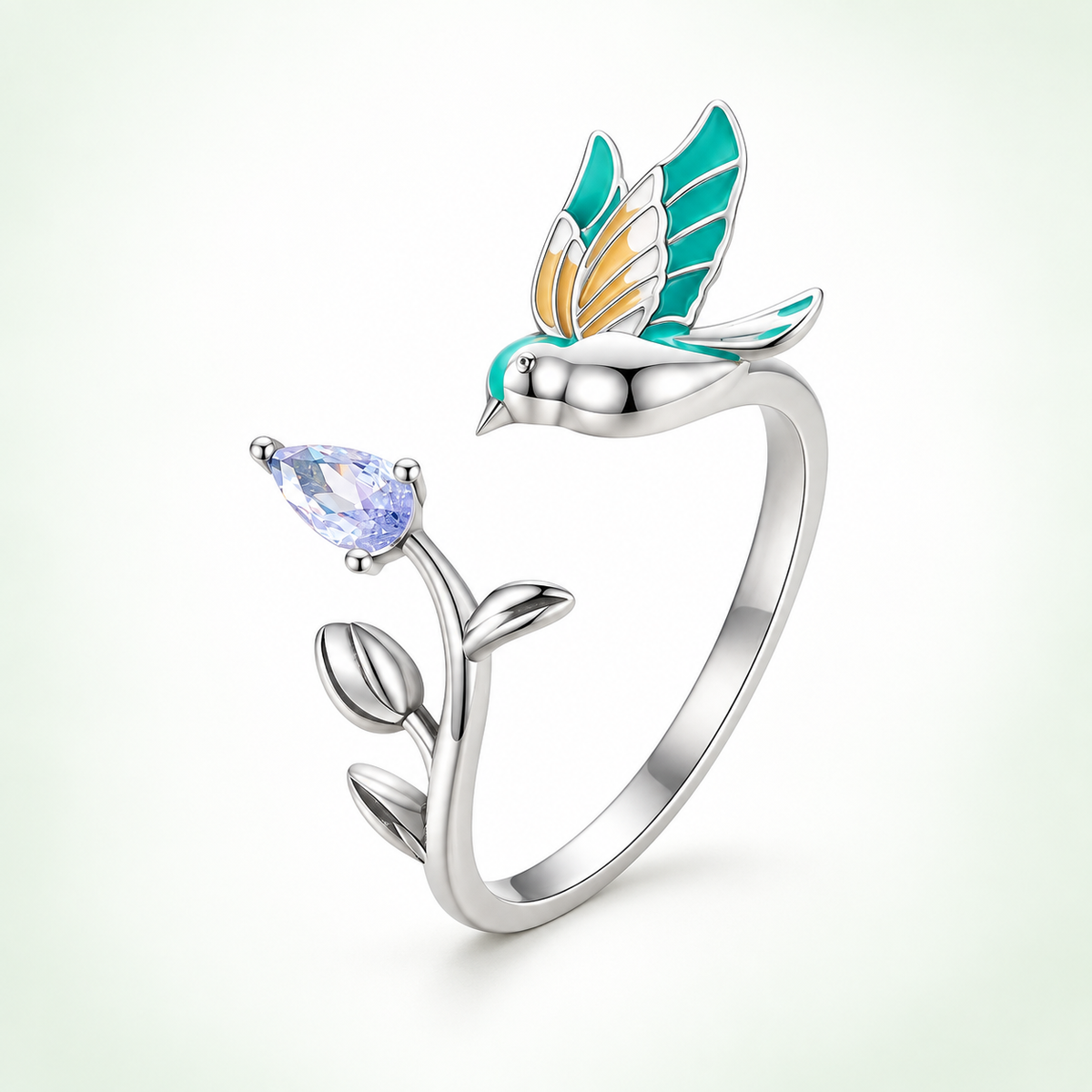 Sky Hummingbird Adjustable Ring