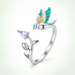 Sky Hummingbird Adjustable Ring