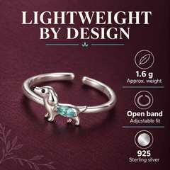 Dachshund Crystal Adjustable Ring