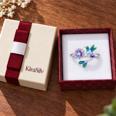 Hummingbird Bloom Adjustable Ring