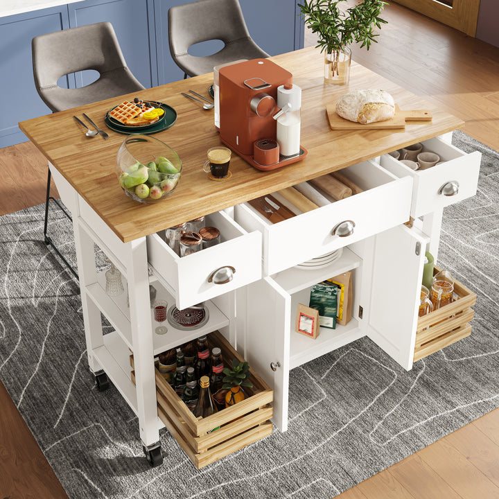 Modern Kitchen Island with Storage Baskets