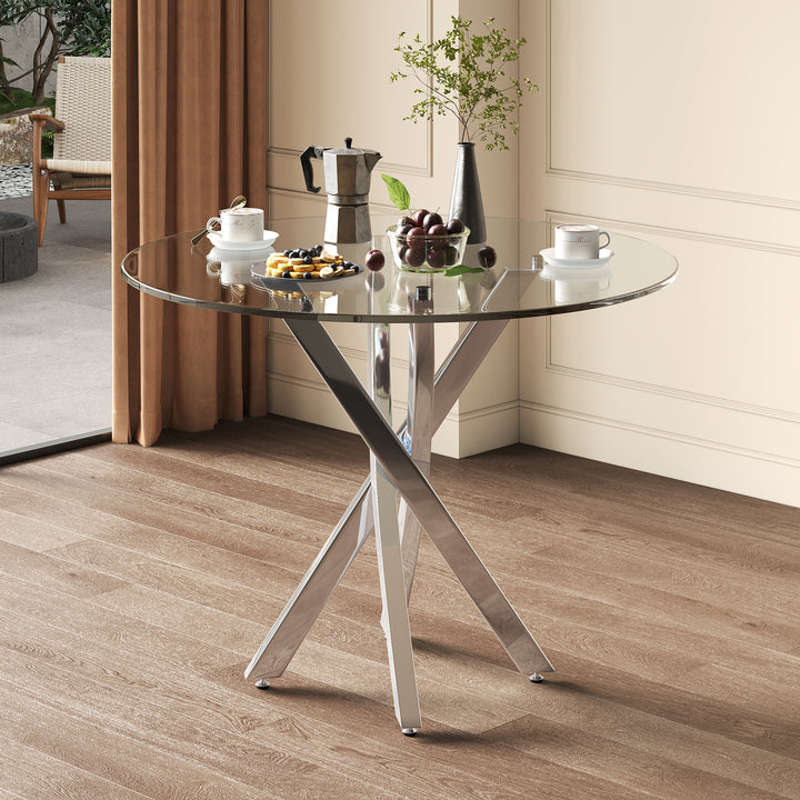 Round Tempered Glass Dining Table