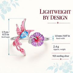 Hummingbird Bloom Adjustable Ring