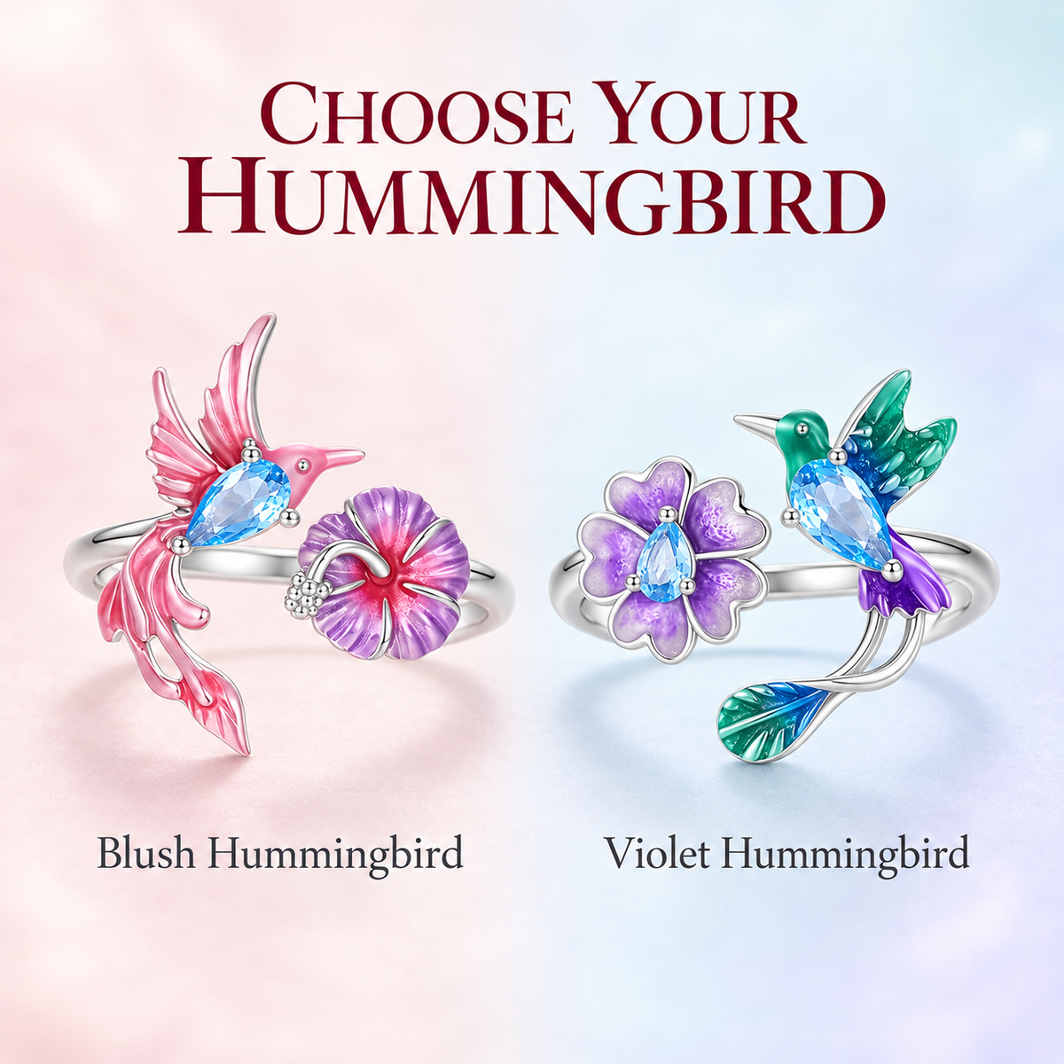 Hummingbird Bloom Adjustable Ring