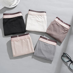 4PCS Men's Contrast Color Waistband Boxer Briefs Comfortable Breathable Stretch Underwear Male Casual Underpants