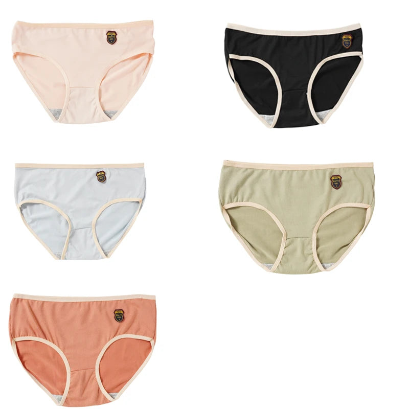 5PCS Women's Simple Seamless Mide Waist Underwear Comfortable Breathable Pure Cotton Crotch Student Panties