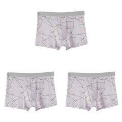 3PCS Men's Simple Line Printed Mid Waist Boxer Briefs Seamless Comfortable Skin Friendly Underwear Fashion Breathable Trunks
