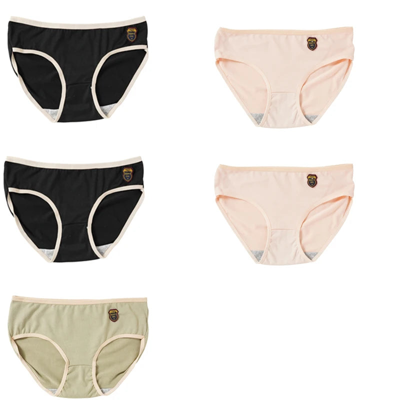 5PCS Women's Simple Seamless Mide Waist Underwear Comfortable Breathable Pure Cotton Crotch Student Panties