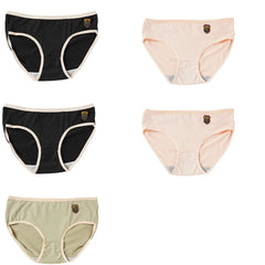 5PCS Women's Simple Seamless Mide Waist Underwear Comfortable Breathable Pure Cotton Crotch Student Panties