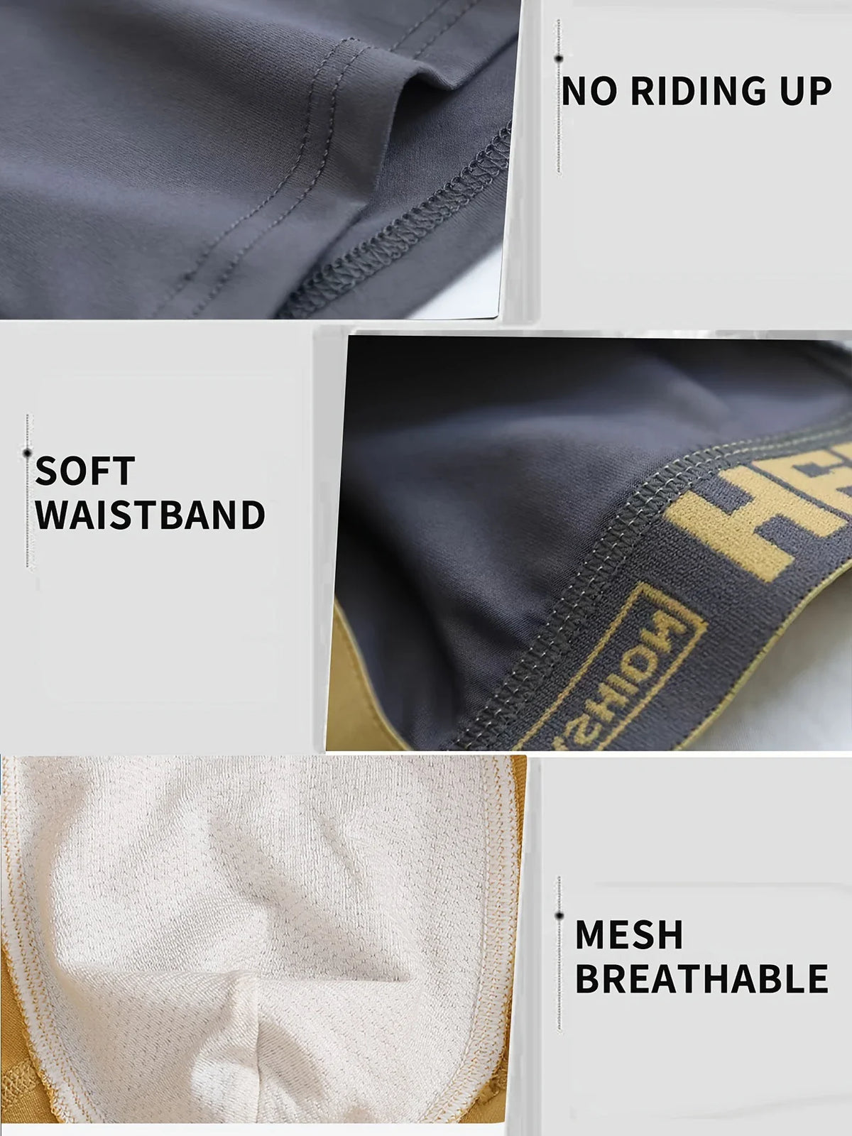 10pcs Men's Fashion "Flat Corner Underwear Breathable Casual Street Wear Underwear Antibacterial Quick Drying Underwear