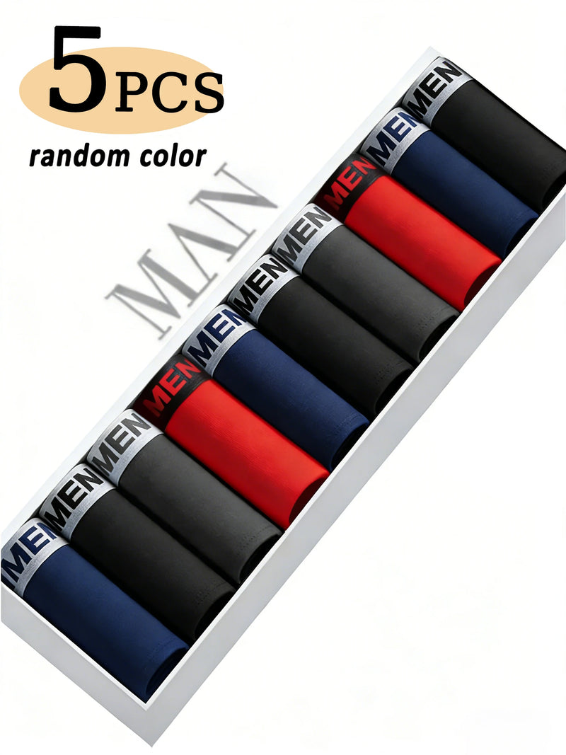 5PCS Random Men Underwear Quick Drying Stretchy Boxer Fshion Underpant Casual Sports Underwear High Stretch Trendy Panties