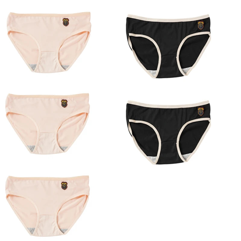 5PCS Women's Simple Seamless Mide Waist Underwear Comfortable Breathable Pure Cotton Crotch Student Panties