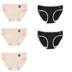 5PCS Women's Simple Seamless Mide Waist Underwear Comfortable Breathable Pure Cotton Crotch Student Panties