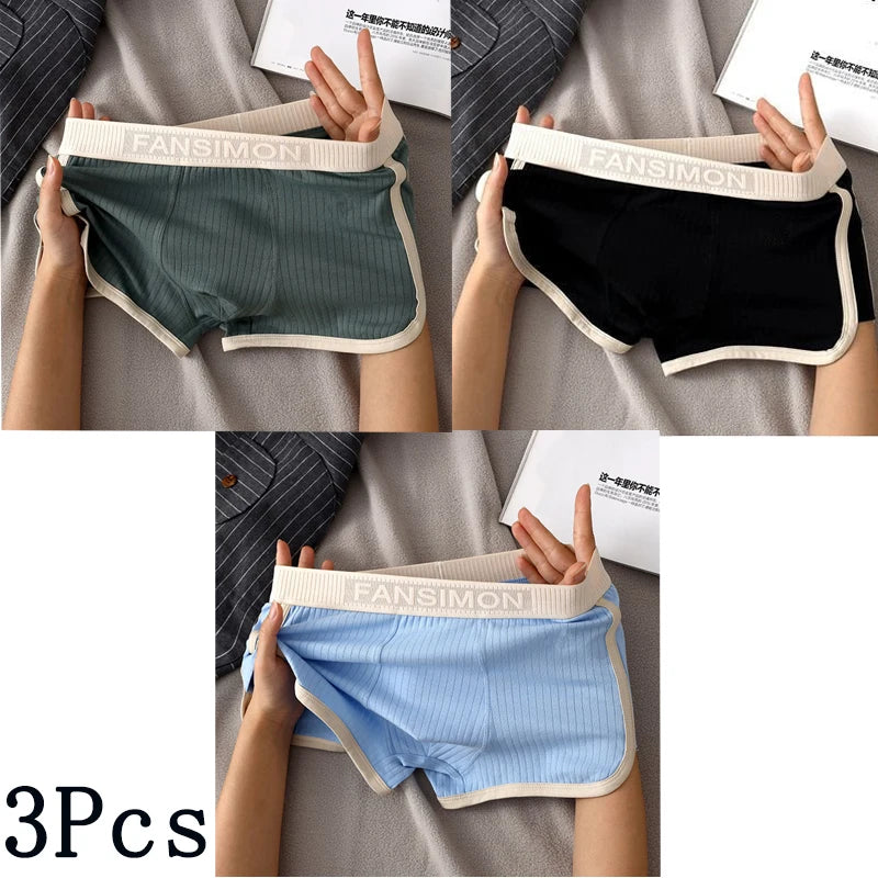 3 Pcs/Lot Men's Sexy Striped Panties Boxer Shorts Underwear Male Boxers Homme U Convex Shorts Lingerie Underpants