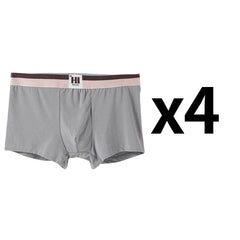 4PCS Men's Contrast Color Waistband Boxer Briefs Comfortable Breathable Stretch Underwear Male Casual Underpants