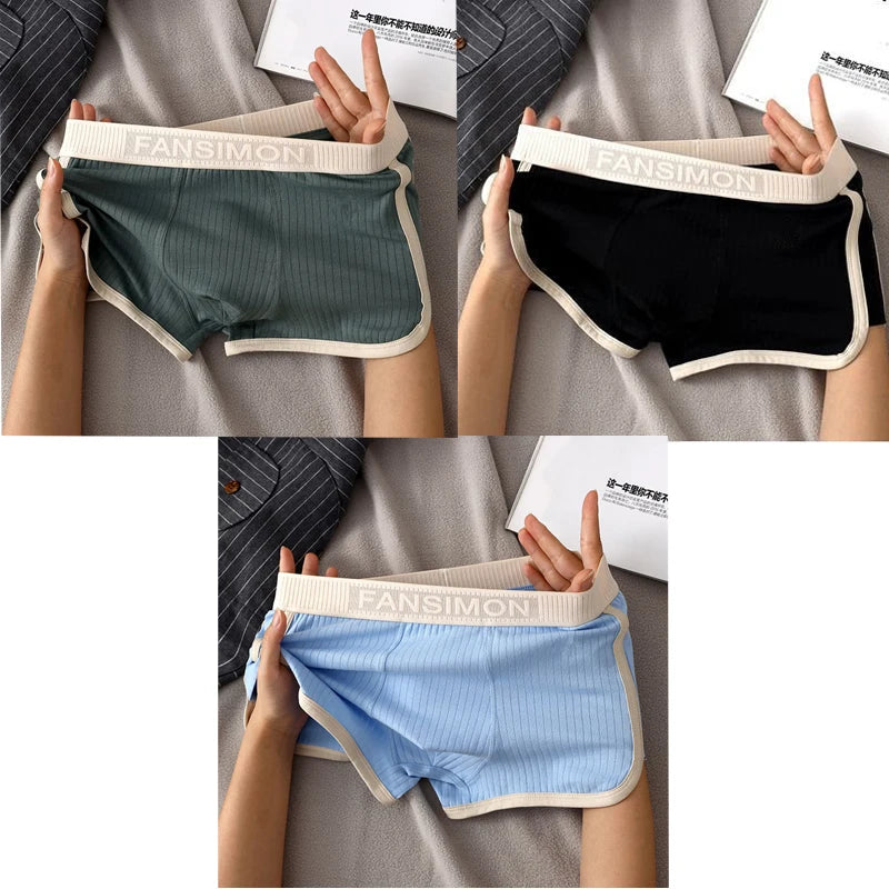 3 Pcs/Lot Men's Sexy Striped Panties Boxer Shorts Underwear Male Boxers Homme U Convex Shorts Lingerie Underpants