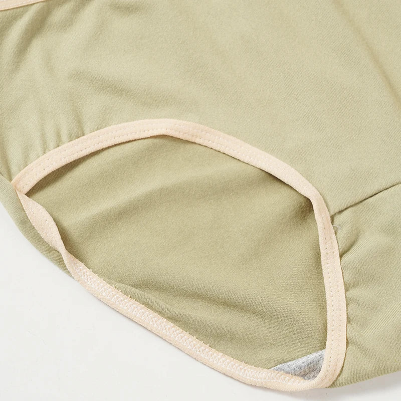 5PCS Women's Simple Seamless Mide Waist Underwear Comfortable Breathable Pure Cotton Crotch Student Panties