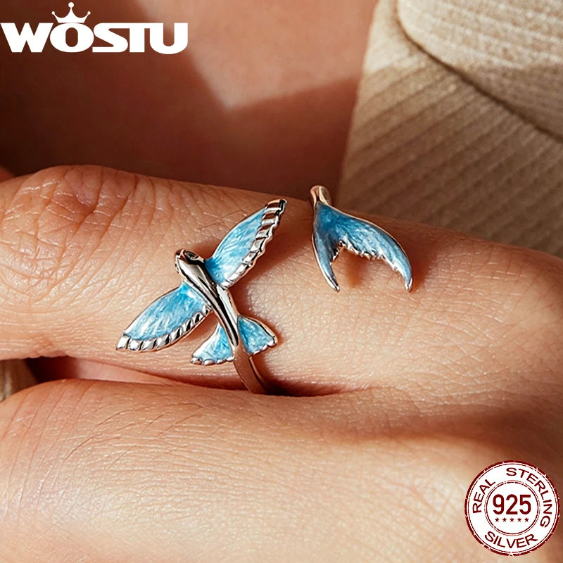 Blue Flying Fish Adjustable Ring