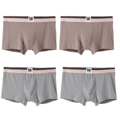 4PCS Men's Contrast Color Waistband Boxer Briefs Comfortable Breathable Stretch Underwear Male Casual Underpants