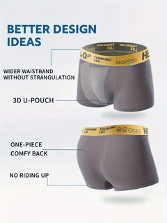 10pcs Men's Fashion "Flat Corner Underwear Breathable Casual Street Wear Underwear Antibacterial Quick Drying Underwear