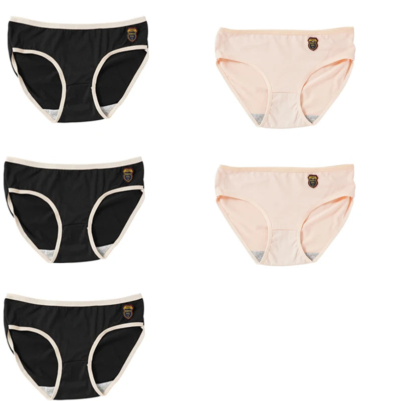 5PCS Women's Simple Seamless Mide Waist Underwear Comfortable Breathable Pure Cotton Crotch Student Panties