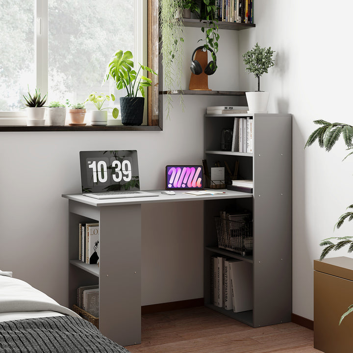 Compact Computer Desk, 6-Tier Shelves
