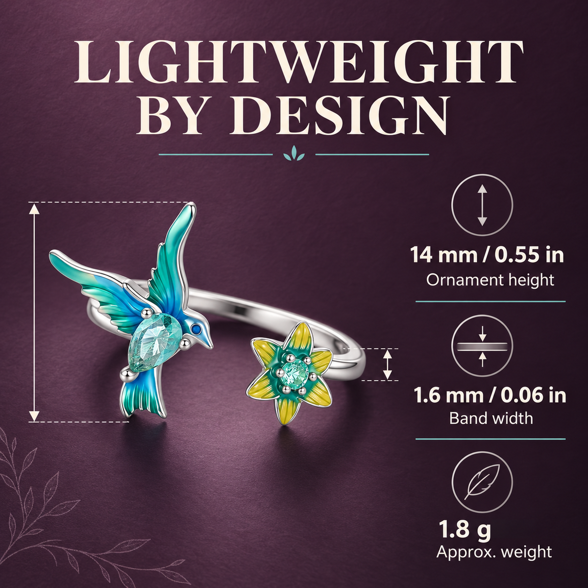 Kingfisher Garden Adjustable Ring