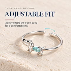 Dachshund Crystal Adjustable Ring