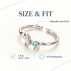 Dachshund Crystal Adjustable Ring