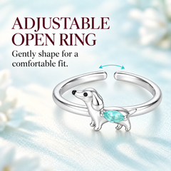 Adjustable open band with rounded tips at the back of the dachshund ring