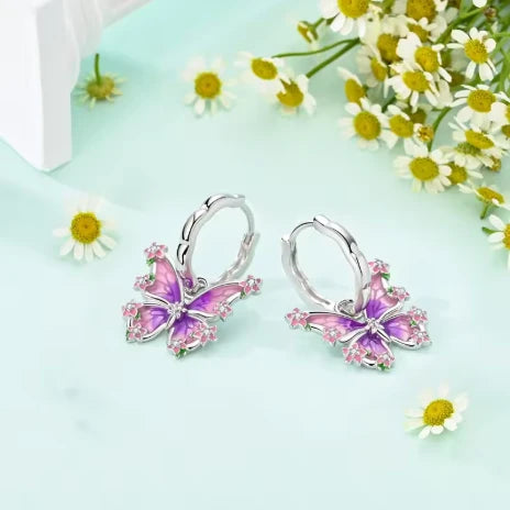 Butterfly earrings and delicate flowers